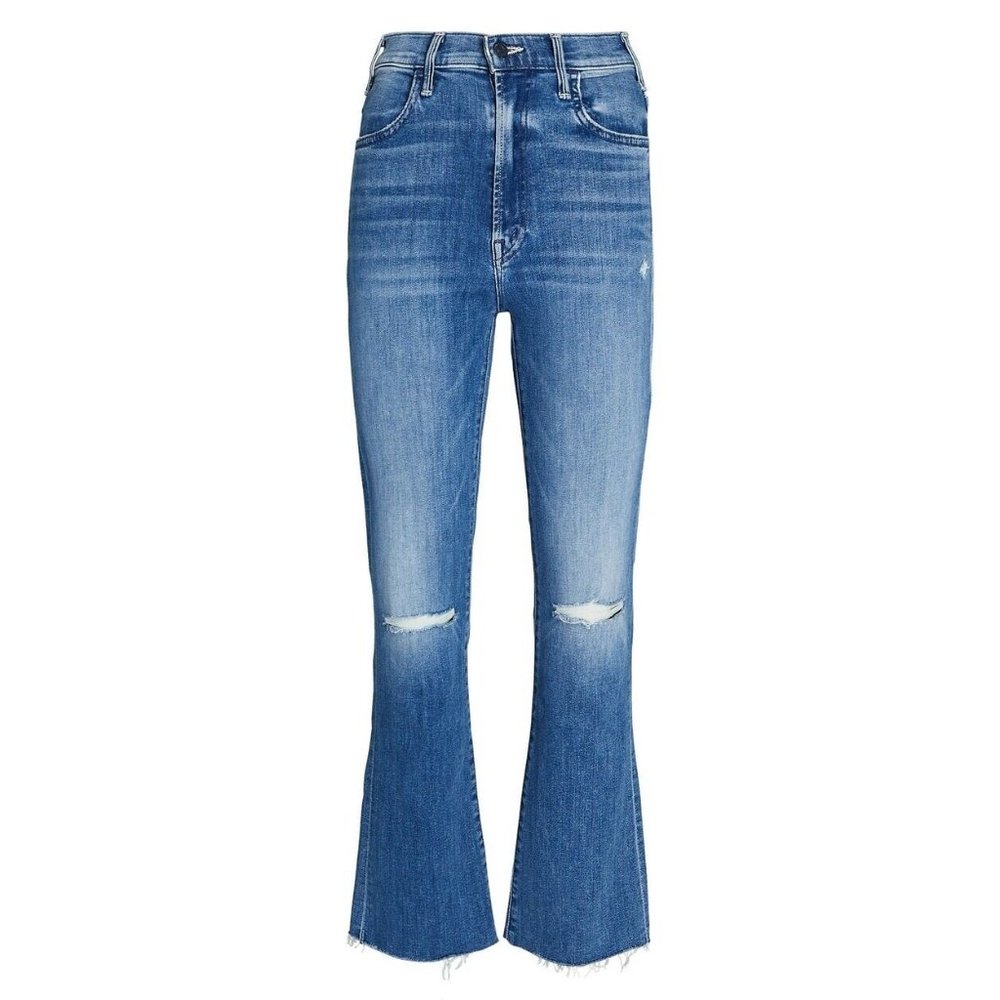 Mother Hustler Ankle Fray in Can't Stop Staring High Rise Boot Crop Jeans 28